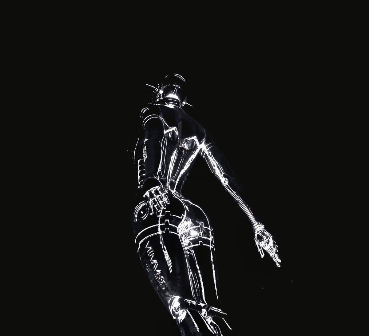 Chrome figure full body on black